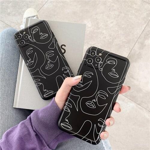 Retro Simple abstract geometric black Phone cases For iPhone 11 Pro MAX X XR case silicone cover for coque iPhone 7 8 Plus Case