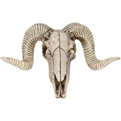 Horns Skull Ornament Resin Retro Wall Hanging DIY Crafts Home Decoration Wall Decal Art Retro Horns Skeleton Wall Decor