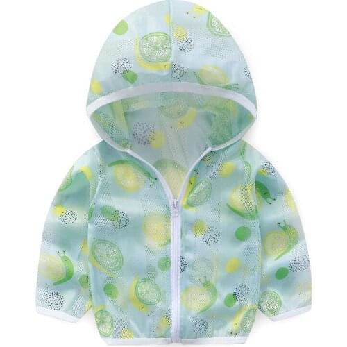 ZWY1112 Summer Childrens Hooded Sun Protection Clothing Outwear Jacket Boys Girls Cartoon Long Sleeved Air Conditioning Shirt