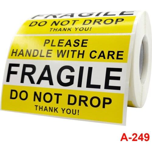 Roll carefully handle fragile warning label handle with care transport move adhesive