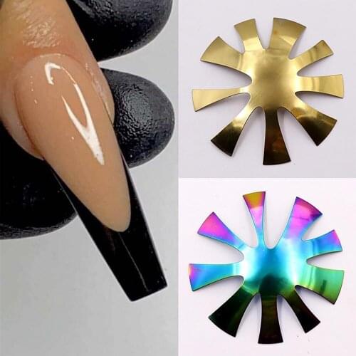 9 Shapes/Pc Long Salon French Style Nail Art Template Stainless Steel Plates Model Polishing Manicure Design Tools