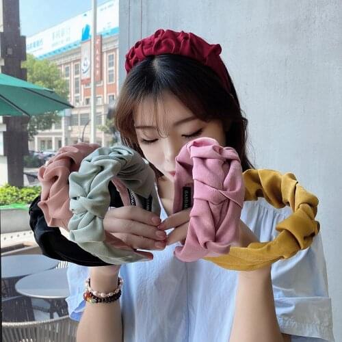 Width 5.5cm 1Pc Solid Color Headband Knot Hair Hoop for Women Simple Cotton Fabric Velvet Girls Hairband Hair Accessories