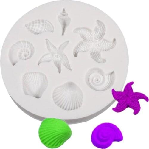 DIY Sea Creatures Conch Starfish Shell Silicone Molds Fondant Candy Cake Decorating Tools Creative DIY Chocolate Mold Baking