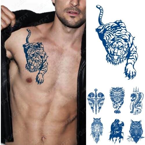 Juice Lasting Ink Tattoos Body Art Waterproof Temporary Tattoo Sticker Lion Dragon Totem Tatoo Arm Fake Tiger Sword Wing Tatto