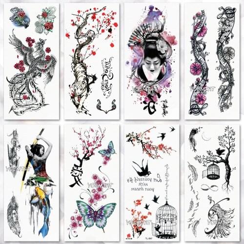 Temporary Tattoo Sticker Waterproof Fashion Women men Japanese geisha warrior samurai Fake Body Art Children Adult Hand Tattoo