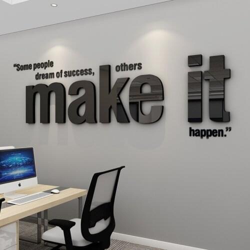 WS184 Creative office inspirational English text inspires slogan company corporate culture wall decoration 3D wall stickers