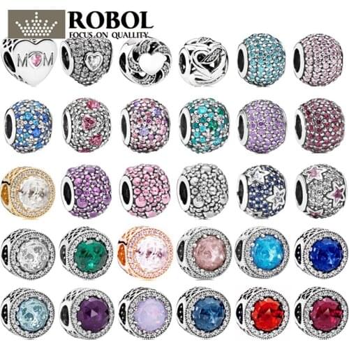 2 2021 New Popular 100% 925 Sterling Silver Finely Crafted Original Glass Beads Opal Charm Inlaid with Crystal Jewelry for Women