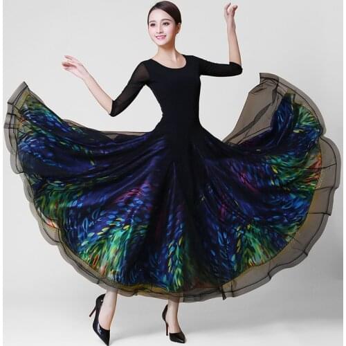 2018 new Fashion Performance ballroom dance dress half sleeve modern dance costumes for women
