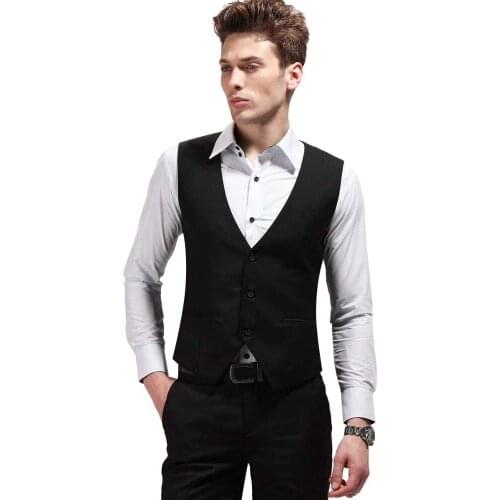 New Fashion Mens Solid Vest Formal Dress Business Casual Slim Suit Vest Wedding Vest British Style Waistcoat Man Clothing