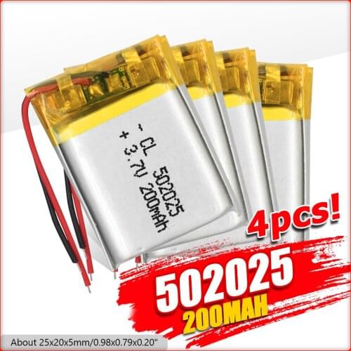 1/2/4 Pieces Rechargeable Li-polymer 3.7v 200mah 502025 Battery For PSP Smart Watch LED Lamps Bluetooth Speakers Mini Cameras