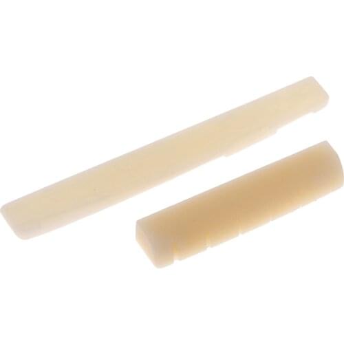 1 Set Cream Guitar Saddle Nut Slotted Bridge String Parts for 6-String Acoustic Guitar