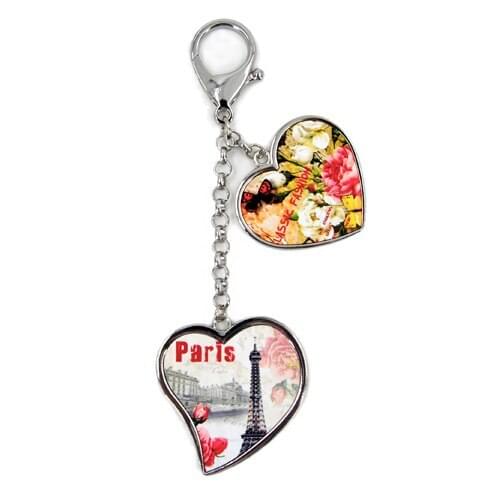 10pcs Sublimation heat transfer for DIY metal products fashionable Key Ring-Double Heart Double Side for Valentines Day present