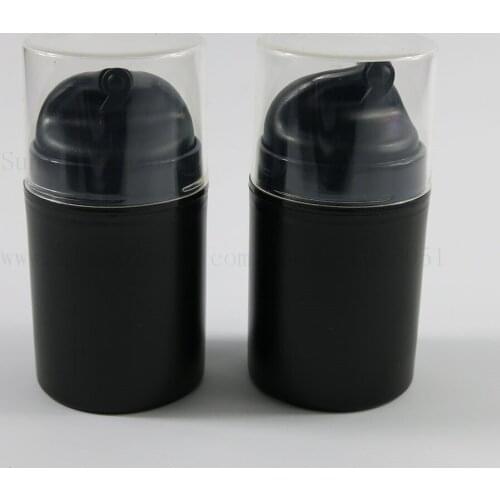 12pcs 50ml PP Plastic Black Airless Pump Lotion Bottle Men Travel Portable Cosmetic Cream Vacuum Pump Refillable Container