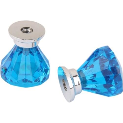 2Pcs Diamond Glass Cabinet Door Drawer Wardrobe Pull Handle Knob Decoration