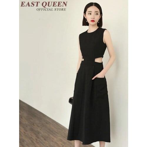 2018 new arrivals casual sundress women black bodycon long sundresses sleeveless sundresses for women KK456