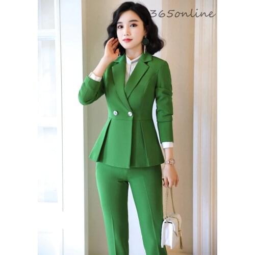 2019 Autumn Winter Formal Women Business Suits OL Styles Professional Office Work Wear Pantsuits for Ladies Blazers Pants Suits