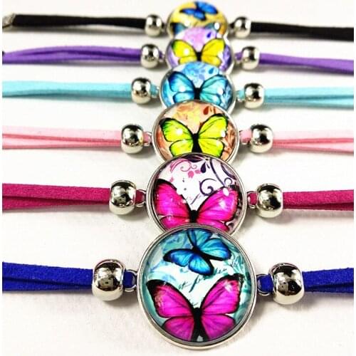 24pc (Mixed models) colorful butterfly Cartoon Bracelets for Kids Girls Charm bracelet hand chain Jewelry