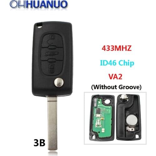 3 Buttons Remote Key 433MHz With ID46 Chip for Peugeot 407 408 after 2005 Years Smart Key (without Groove)
