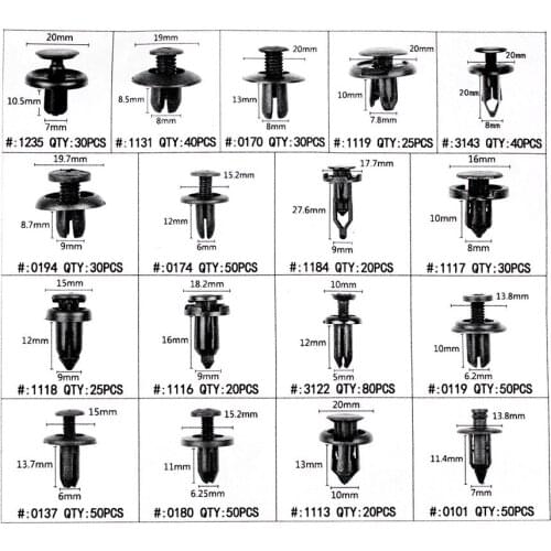 640pcs/lot Boxed Mixed 17 Sizes Car Door Bumper Panel Fender Retainer Push Rivet Fastener Clips