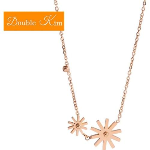 Four Leaf Clover Pendant Necklace Titanium Stainless Steel Chain Necklace Rose Gold Color Trendy Fashion Women Jewelry Gift