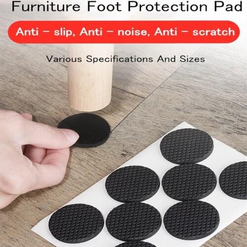 Black Self Adhesive Furniture Leg Rug Anti Scratch Floor Protectors Chair Table Foot Covers Anti Slip Furniture Chair Leg Pads
