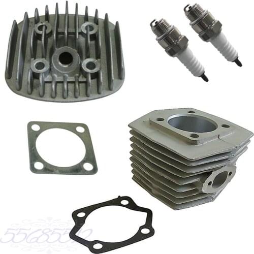 Cylinder Head&Cylinder&2xSpark Plug For 80cc 2 Stroke Engine Motorized Bike