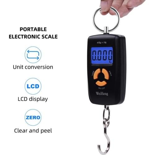 Yieryi Mini Pocket LCD Smile Scale Hook Scale 50KG*10G/45KG*10KG High Precision Hanging Hook Fish Scale Digital Food Scale