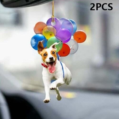 Kawaii Decor Cute Dog Car Hanging Ornament With Colorful -balloon Hanging Ornament Decors Home Decoration Accessories