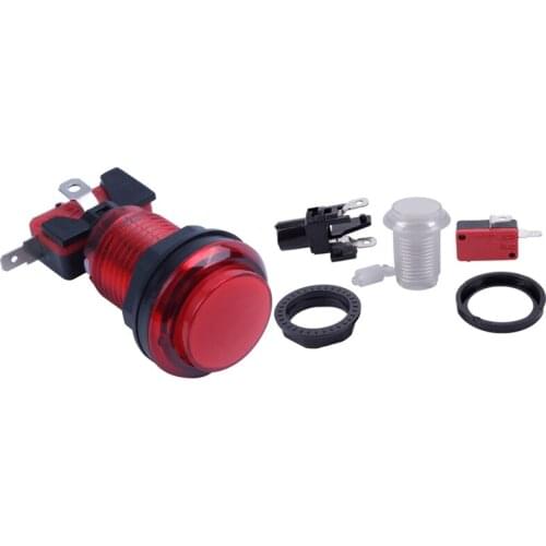 2 Set Round Lit Illuminated Arcade Video Game Push Button Switch LED Light 5V/12V, Red & White