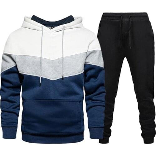 New Mens Set Autumn Winter Men Tracksuit Sweatshirt + Sweatpants 2 Pieces Set Sportswear Zipper Hoodie Suit Casual Ropa Hombre