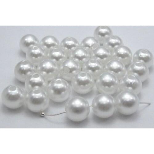 100 Pcs 10mm Plastic Faux Pearl Round Beads Pure White Imitation Pearl
