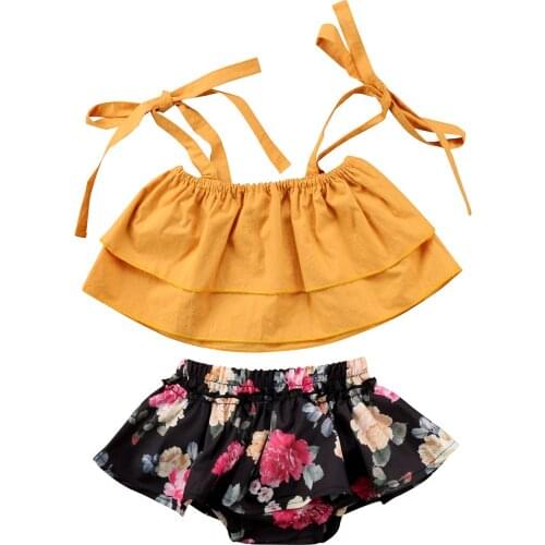Summer Toddler Baby Kids Girls Sister Clothes Sets Strap Tops Sleeveless Vest Floral Shorts 2pcs Clothing Set Girl 0-24M