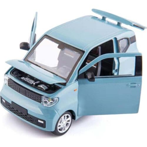 1/24 Alloy Diecast Car Model Toy SGMW WULING MINI EV Metal Toy Car With Pull Back Sound Light DIY Vehicle For Kids Children Gift
