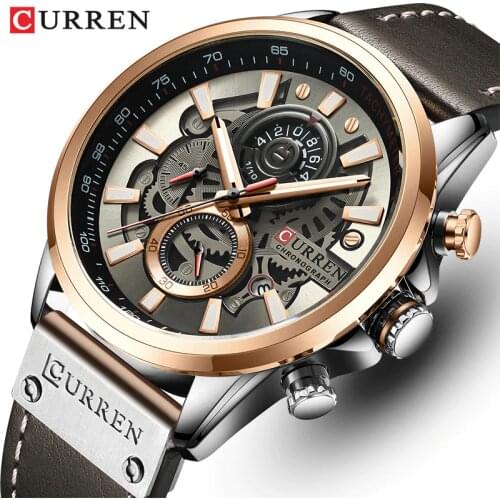 CURREN Brand Men’s Watch Business Quartz Watches Leather Waterproof Sport Wristwatch Chronograph Male Clock Relogio Masculino