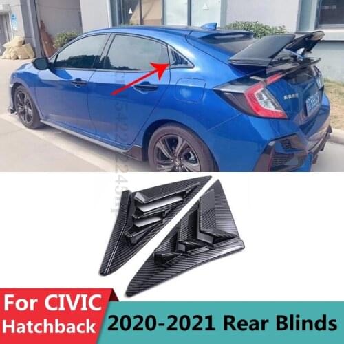 Rear Quarter Panel Window Side Louvers Black Carbon Fiber Color Vent Decal Cover For Honda Civic Type R Hatchback 2020 2021