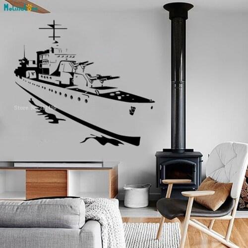 New Design Naval Battleship Destroyer Wall Sticker Decal Home Decoration for Teens Room Cool Art Decals Self-adhesive YT1403
