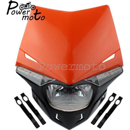 Orange Motorcycle H4 12V 35W Headlight Headlamp Motocross Dirt Bike Enduro Supermoto Headlight For Kawasaki Yamaha CRF DRZ CRF
