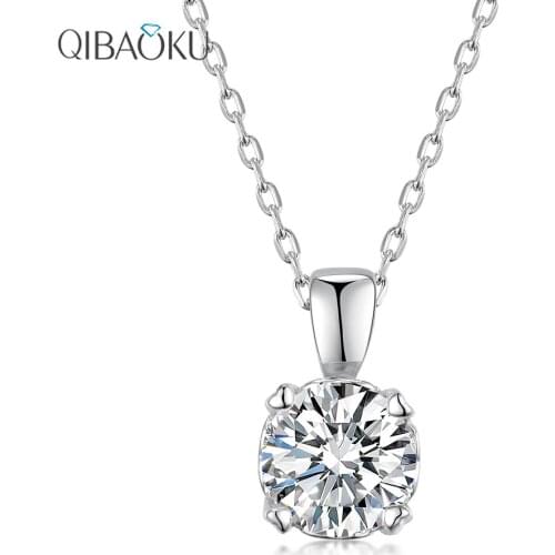 6.5mm EF Round Moissanite Necklace Diamond Test Passed 18K White Gold Plated Luxury 925 Silver Jewelry Gift
