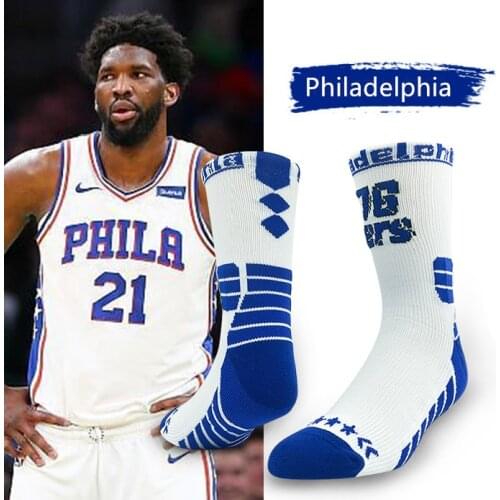 Phila 76 Professional Super Star Basketball Team Elastic Socks Elite Thick Sports Non-slip Durable Skateboard Towel Bottom Sox