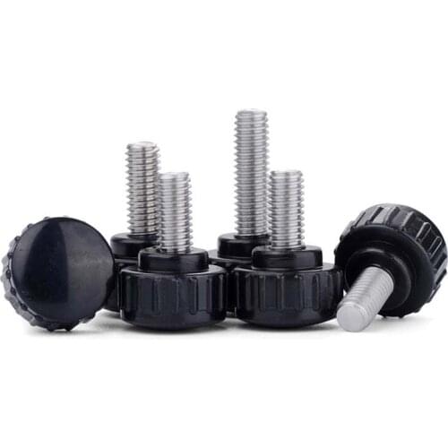 10PCS/LOT M6 Male Thread Knurled Knob Clamp 18mm Head Screw Knob Clamp 10-50mm Thread Mechanical Black Thumb Nut Grip Knob