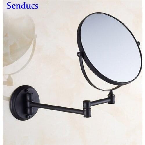 Senducs Black Bathroom Mirror With Solid Brass Bath Mirror 8inch 3x Bathroom Mirrors Of Walled mouted round Bath Mirror