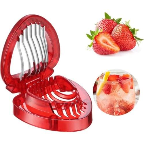 Strawberry Slicer Fruit Cutter Carving Tool Salad Cutter Stainless Steel strawberry cutter Fruit slicer Portable Kitchen Gadgets