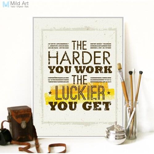 Modern Motivational Typography Work Lucky Quotes A4 Big Art Print Poster Wall Picture Canvas Painting Custom Office Home Decor