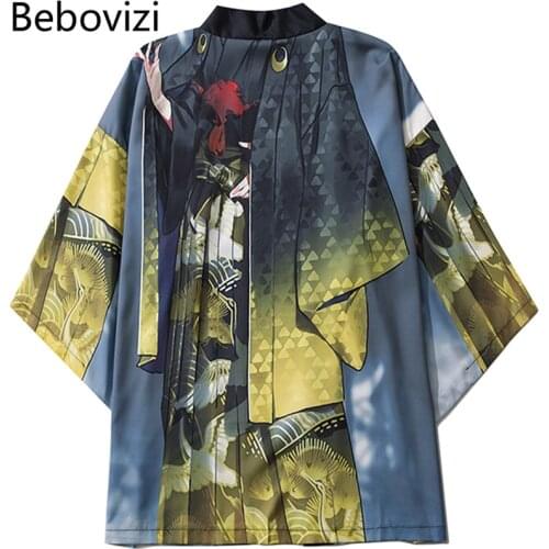 Cosplay Obi Male Yukata Haori Men Women Traditional Kimono Top Japanese Anime Printing Cardigan Blouse Vintage Clothing
