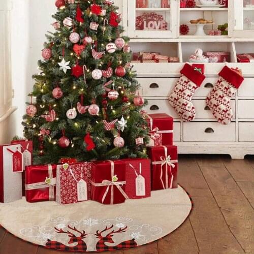 Christmas Tree Skirt Ornament 56CM Diameter Christmas Tree Bottom Decoration Deer Christmas Tree Skirt Mat Decoration