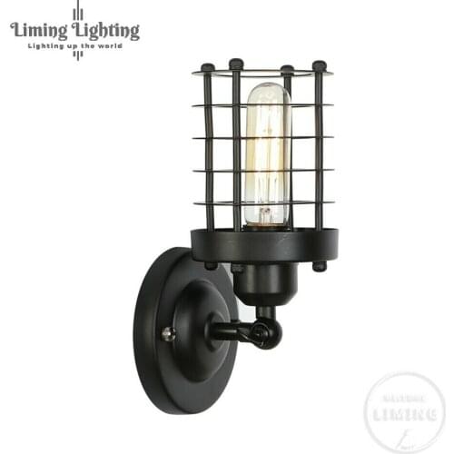 Vintage Industrial Retro E27 Edison Led Bulb Metal Cage Led Wall Lamp Lights Steel Wire Iron Wall Sconce Light Light Fixtures