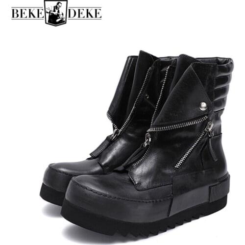 Vintage Height Increasing New Mens Solid Ankle Boots Korean Style Concise Black Fashion Casual Outdoor Male Boots 2021 Winter