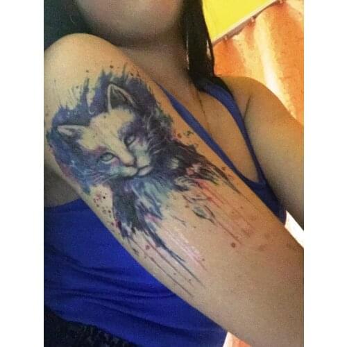 Waterproof Temporary Tattoo Sticker blue cat big size tatto stickers flash tatoo fake tattoos for men women