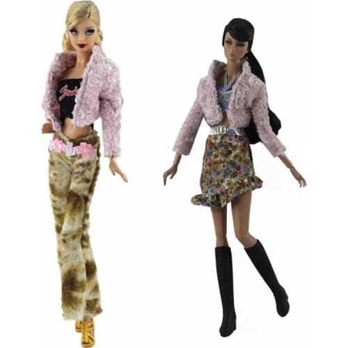 1/6 BJD Accessories Purple Winter Coat Vest Skirts Pants for Barbie Dolls Clothes Set Fashion Outfits 11.5" Doll Playhouse Toys