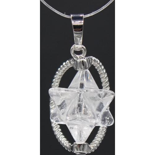 100-Unique 1 Pcs Classic Silver Plated MerKaBa Natural Rock Crystal Pendant For Amulet Jewelry